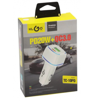 KLGO 3A PD20W+QC3.0 Бързо зарядно за кола с USB и порт тип C 